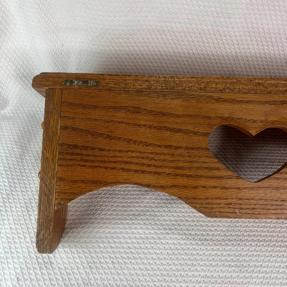 Vintage Solid Oak Wood Heart Cutout Wall Shelf Rustic Country Farmhouse 21 Inch